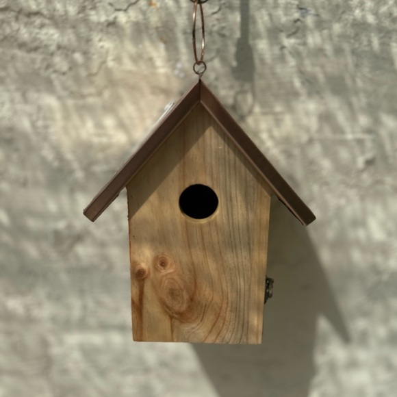 Threshold Natural Wood Birdhouse with Bronze Roof - Picture 4 of 4
